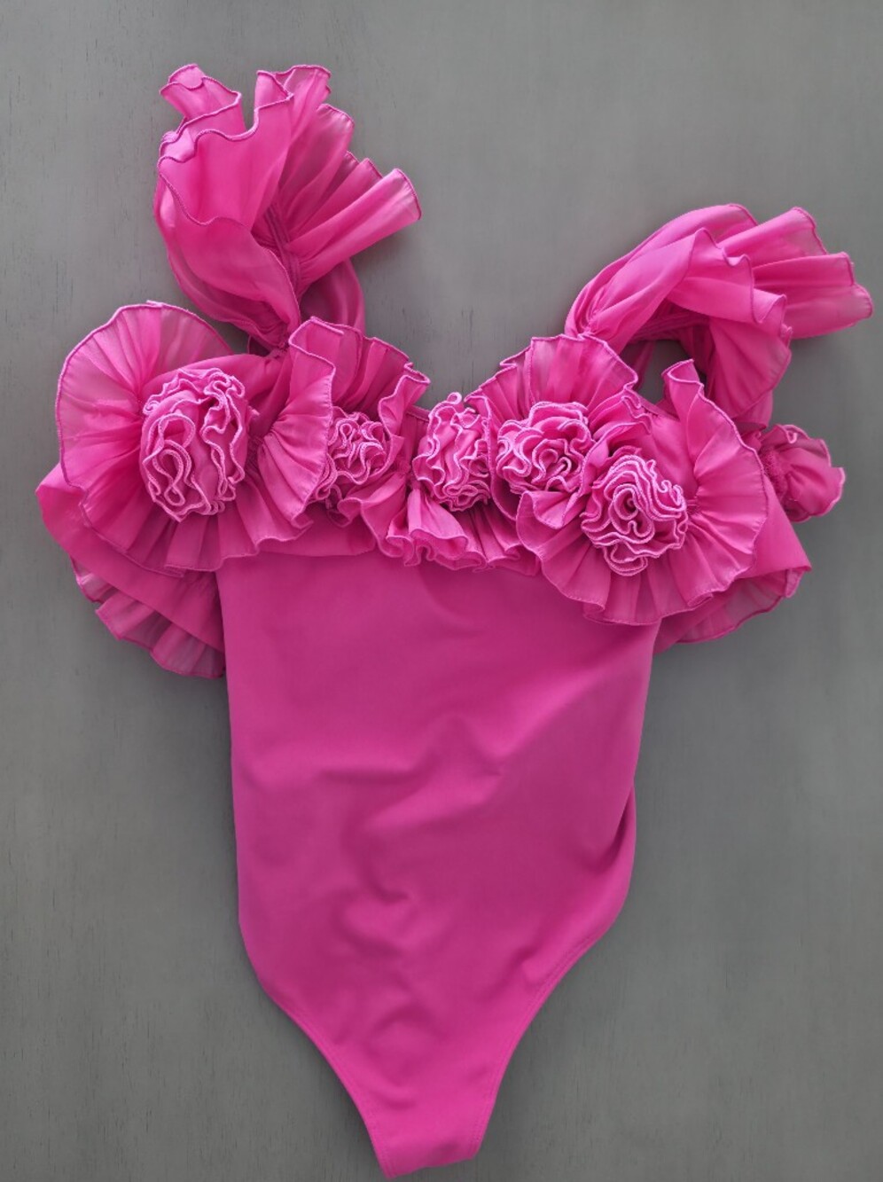 Free People Until Next Time Bodysuit, Hot Pink, 3D Floral, Sleeveless, XS - Picture 2 of 13